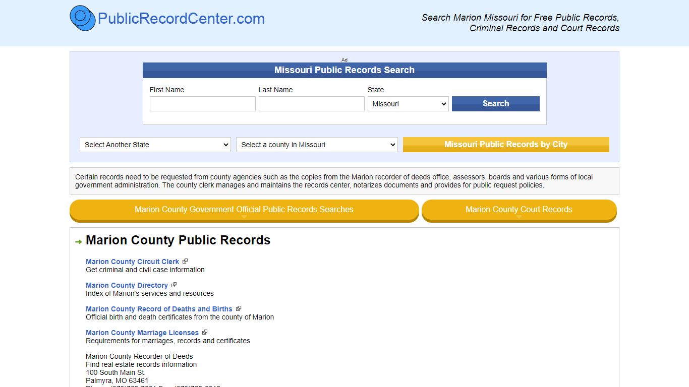 Marion County Missouri Free Public Records - Court Records ...