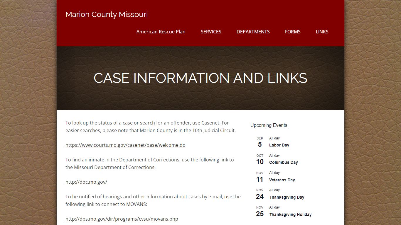 Case Information and Links – Marion County Missouri